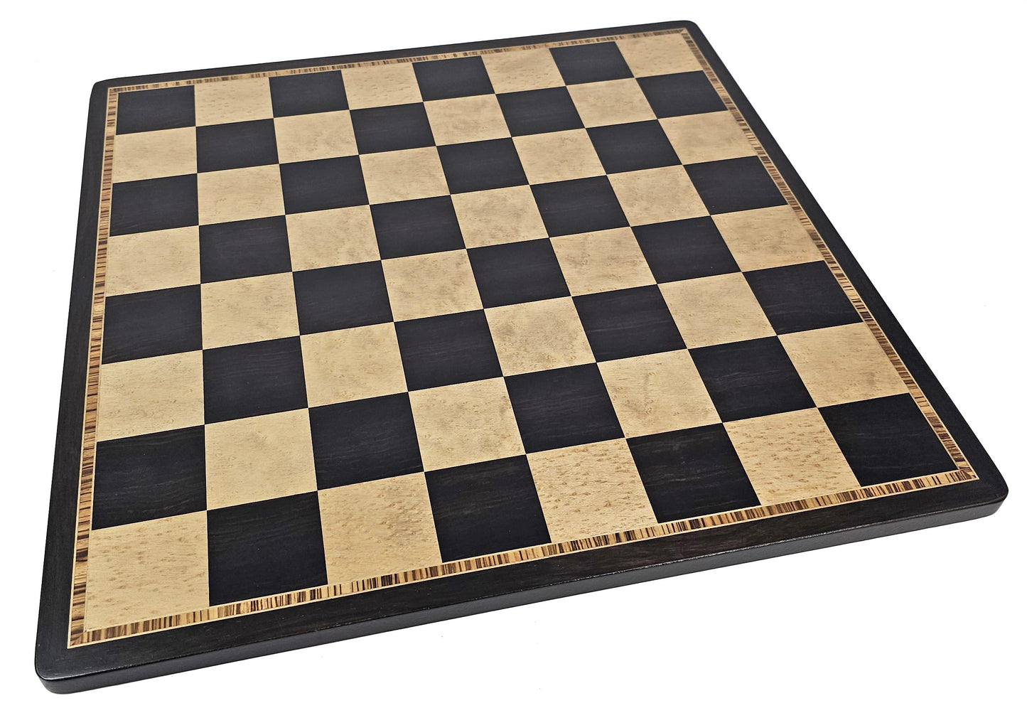 17 1/4" Ebony Black & Birdseye Maple Wood Large Chess Board Large Squares