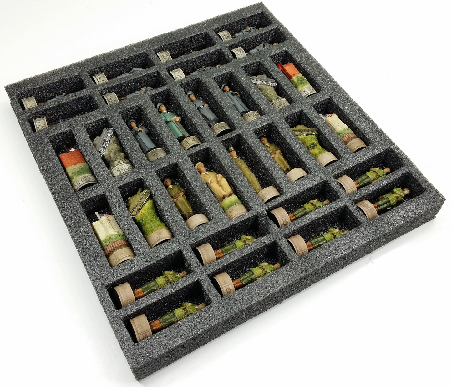 World War 2 US vs GERMANY Chess Set W/ Ebony Black & Maple 14" Wood Board