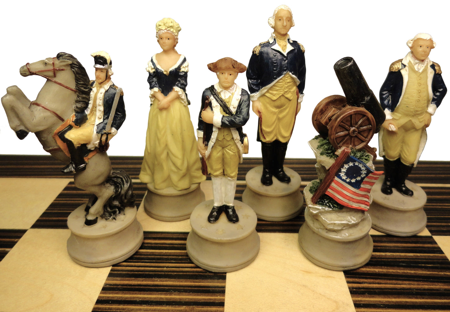 American REVOLUTION Chess Set W 14" Ebony Black & Maple Wood Board Independence