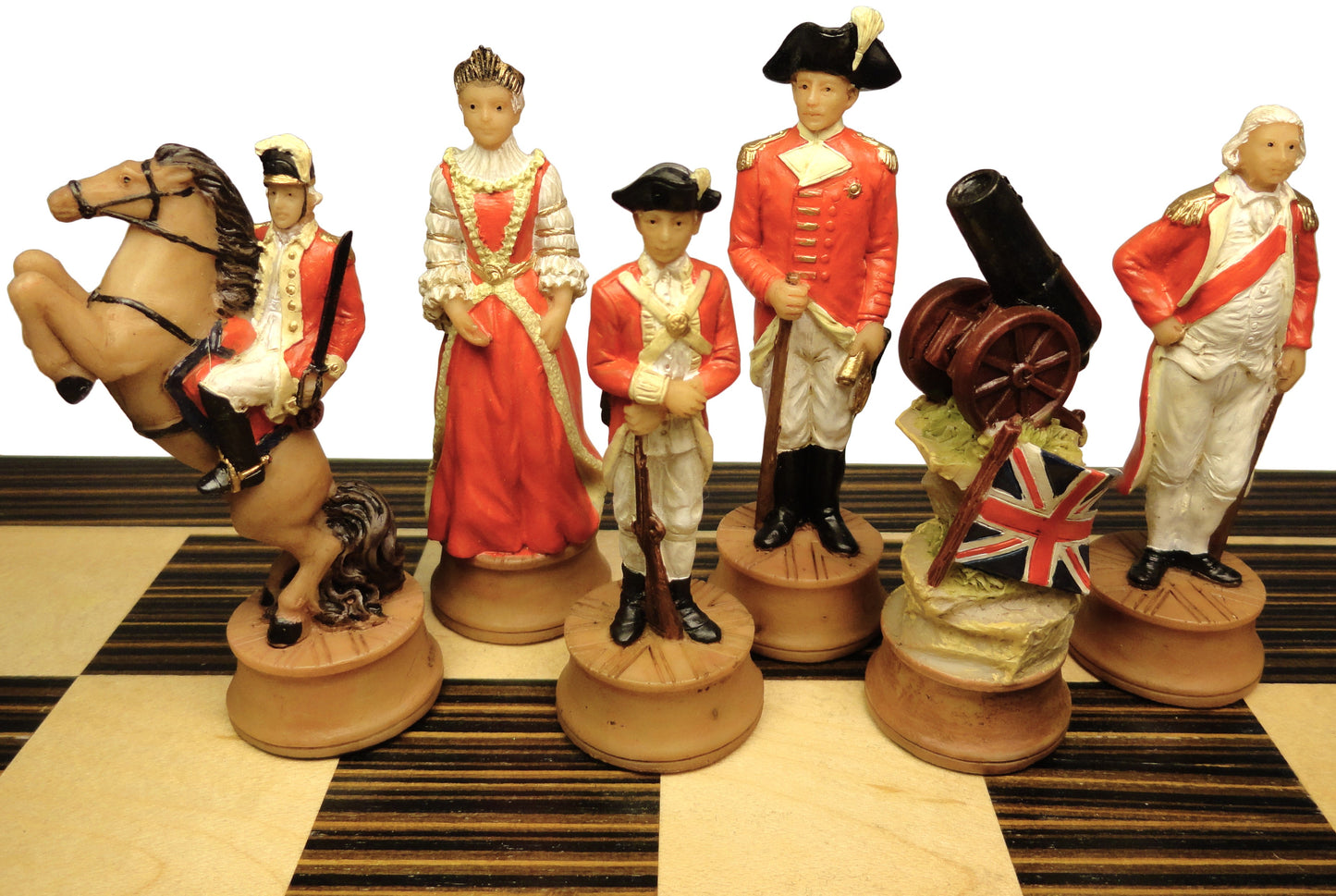 American REVOLUTION Chess Set W 14" Ebony Black & Maple Wood Board Independence