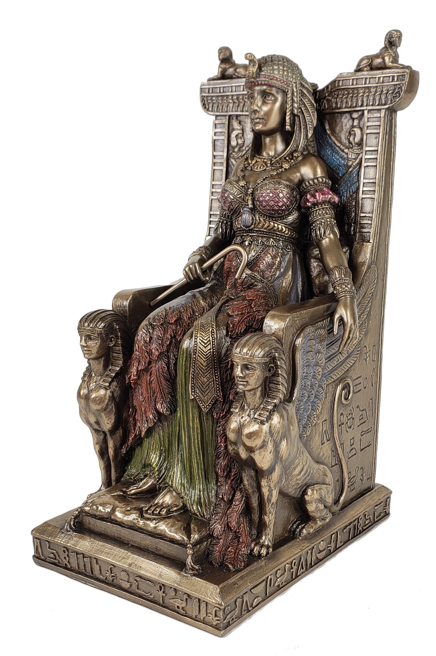 EGYPTIAN QUEEN CLEOPATRA on Throne Statue Bronze Finish