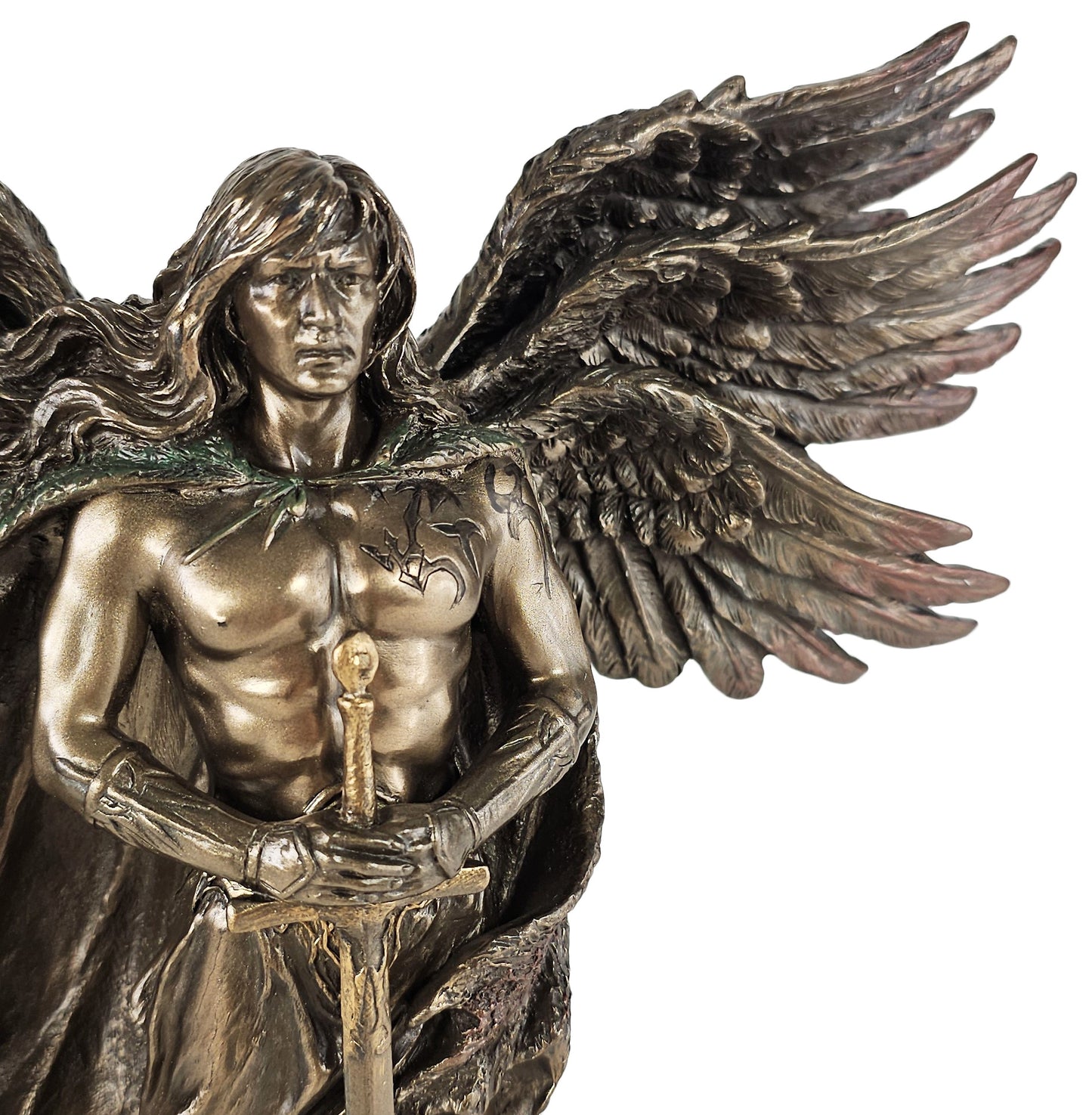 Six Winged Seraphim Guardian Angel W Serpent Statue Bronze Finish