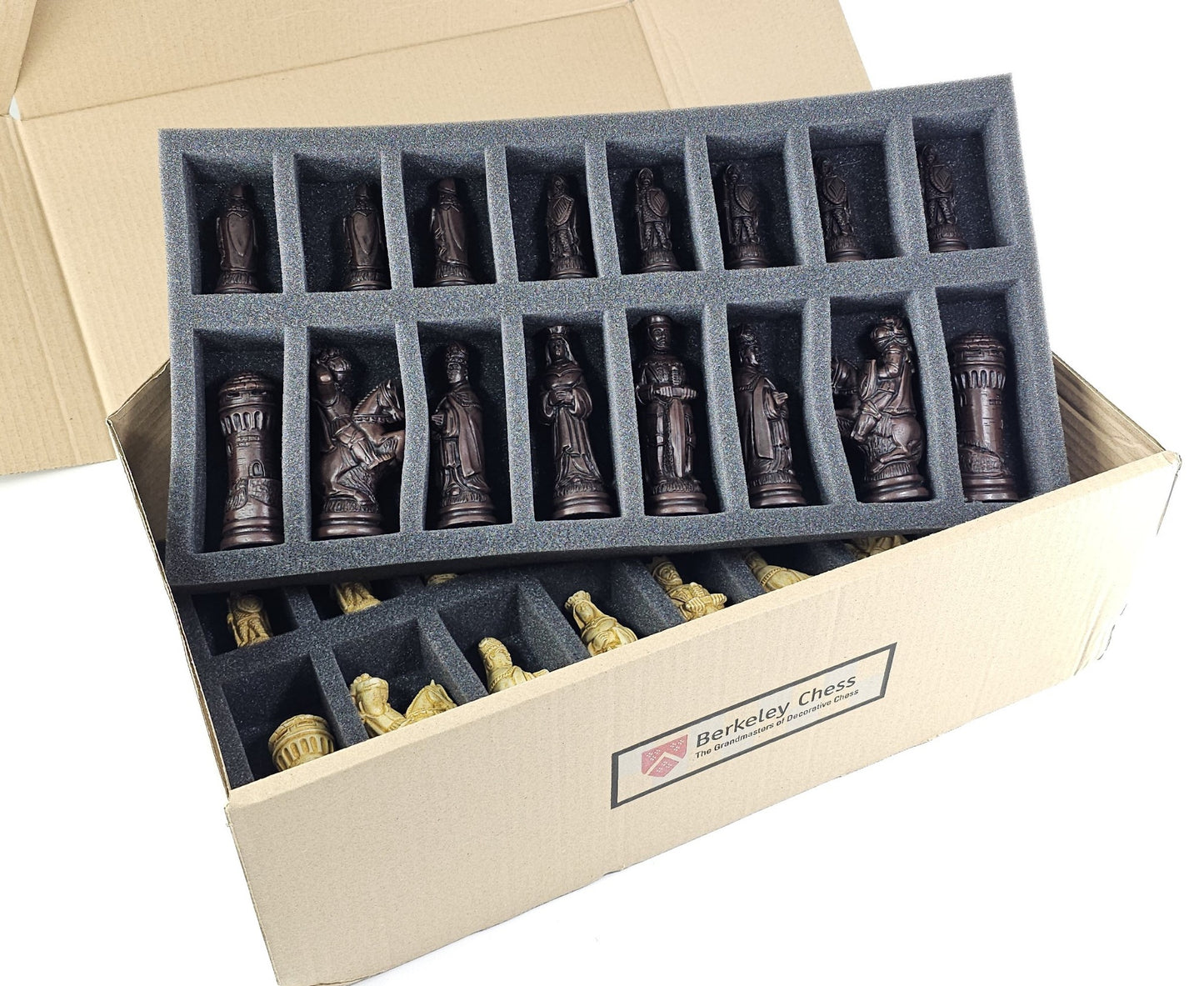 Berkeley LARGE Medieval Times King Brown Arthur Camelot Chess Men Set No Board