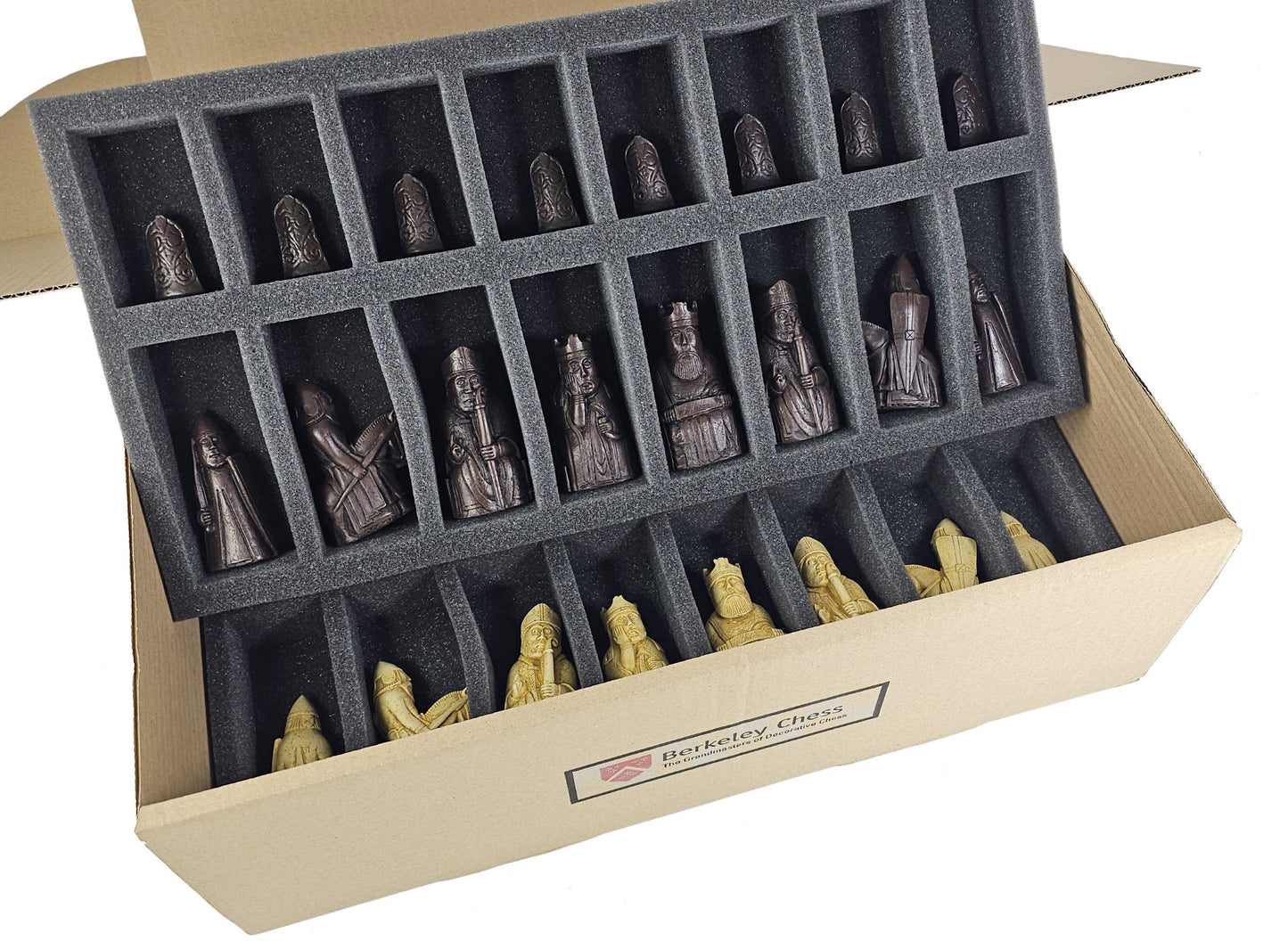 Berkeley LARGE Brown Isle of Lewis Medieval Times Chess Men Set No Board