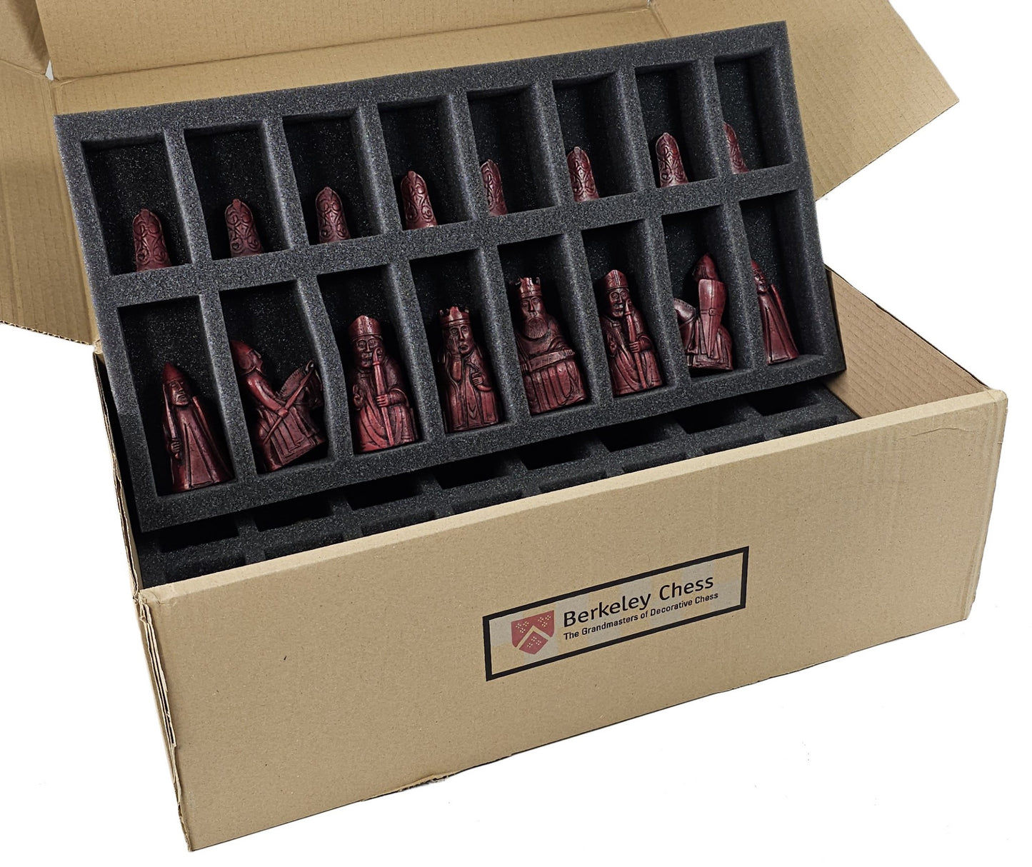 Berkeley LARGE Red Isle of Lewis Medieval Times Chess Men Set No Board