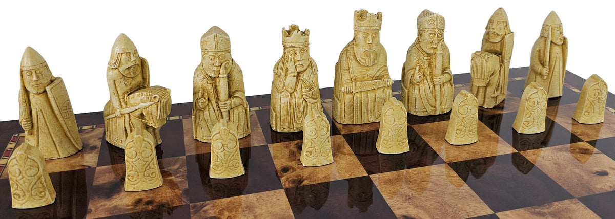 Berkeley Isle of Lewis Red Medieval Chess Set 20" Cherry Color Storage Board