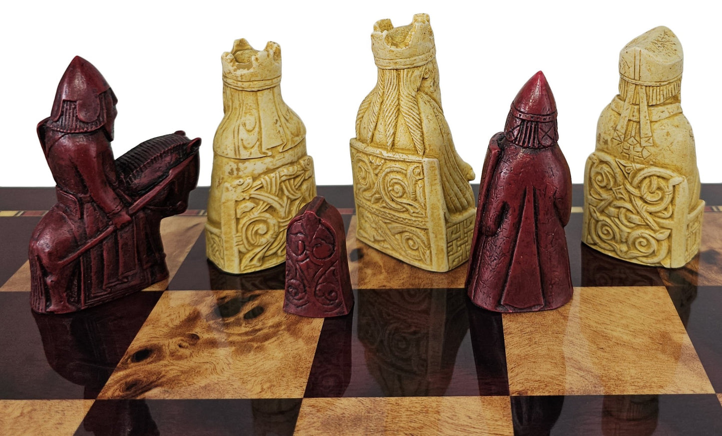 Berkeley LARGE Red Isle of Lewis Medieval Times Chess Men Set No Board
