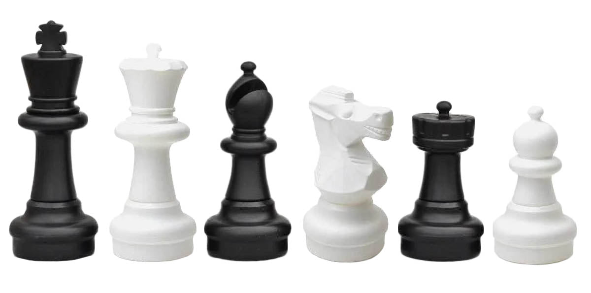 Giant 25" Tall King Black and White Set of Outdoor Chess Men Pieces NO Board