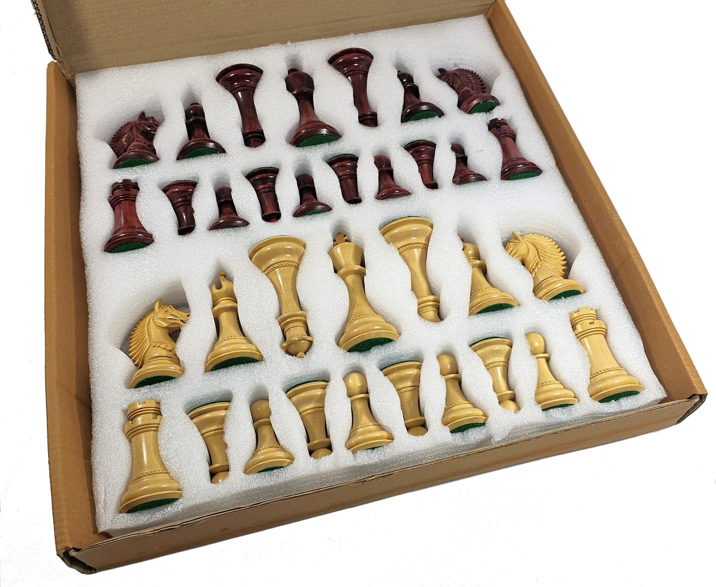 4Q 4 3/8" K Bellagio Large Staunton Luxury Blood Rosewood Chess Men Set NO BOARD