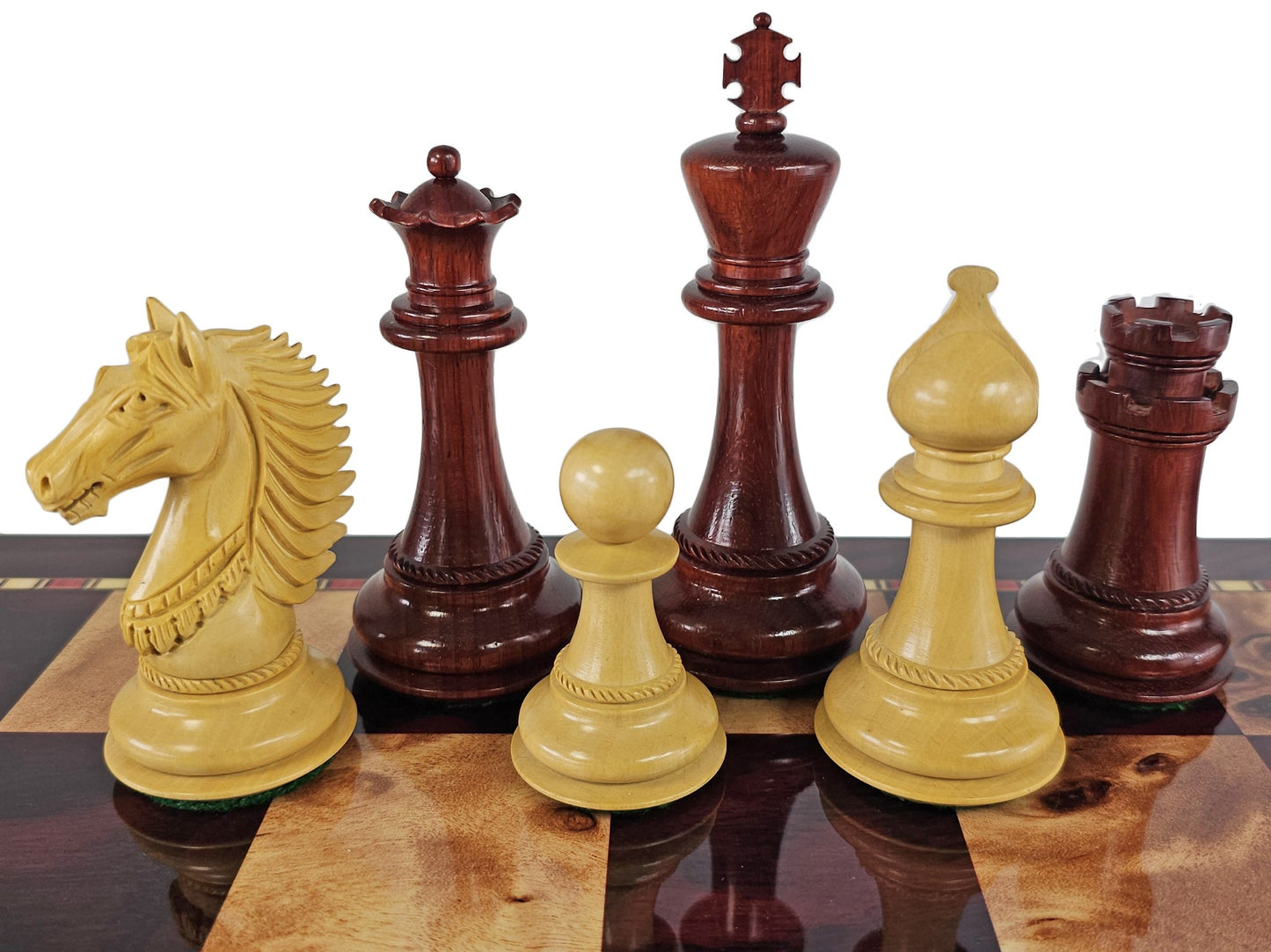 4Q 4 3/8" K Bellagio Large Staunton Luxury Blood Rosewood Chess Men Set NO BOARD