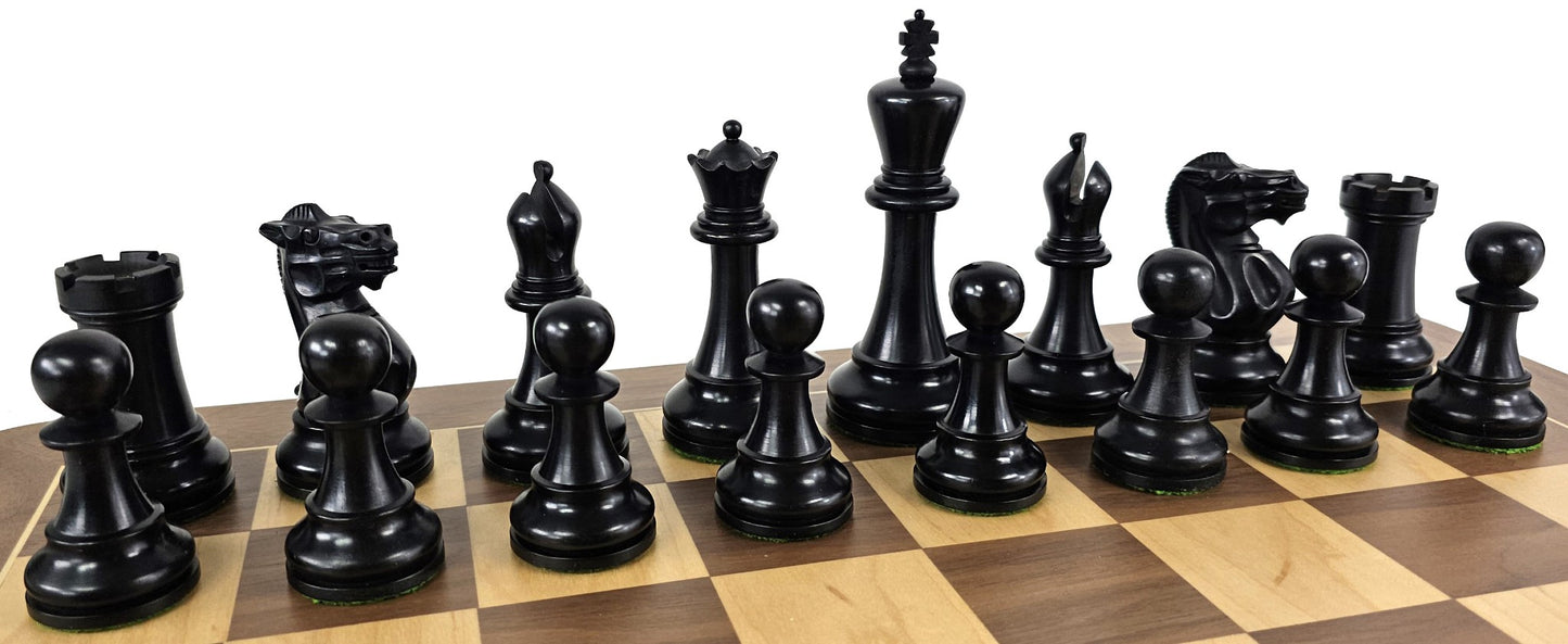 Black / Antiqued 4 5/8 King Anderssen Staunton Wood Large Chess Men Set NO Board