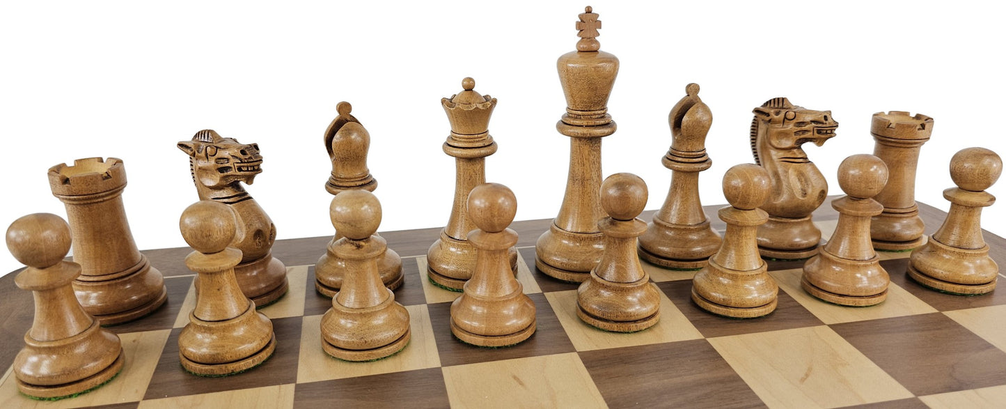 Black / Antiqued 4 5/8 King Anderssen Staunton Wood Large Chess Men Set NO Board