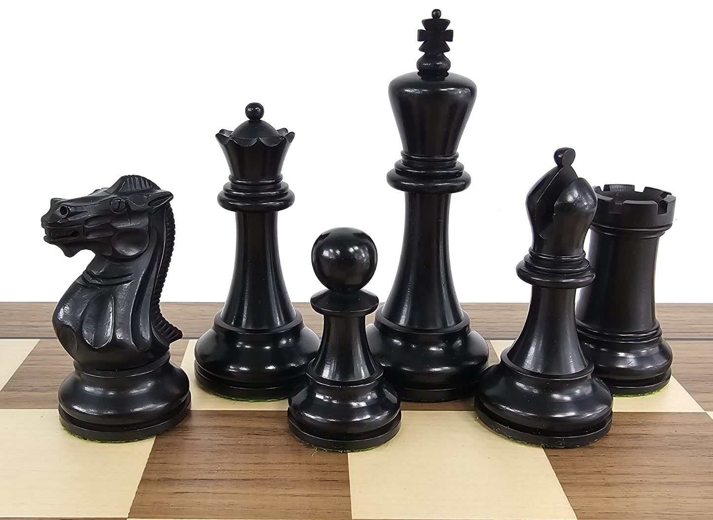 Large Black Antiqued 4 5/8 kg Anderssen Staunton Wood Chess Set 20" Walnut Board