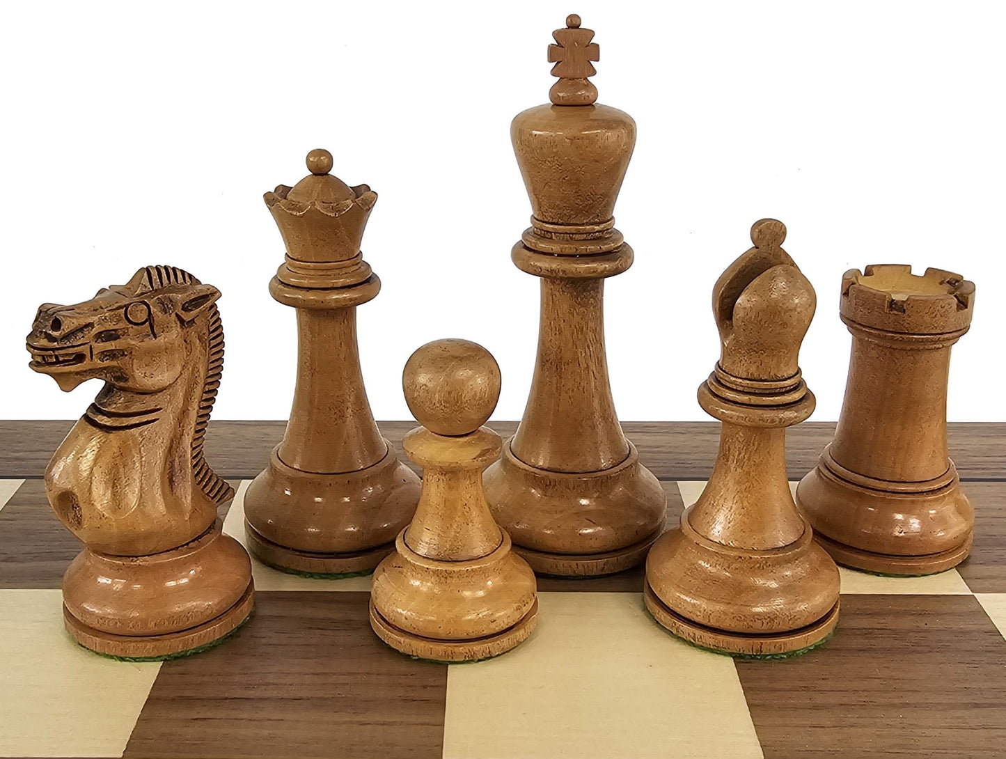 Large Black Antiqued 4 5/8 kg Anderssen Staunton Wood Chess Set 20" Walnut Board