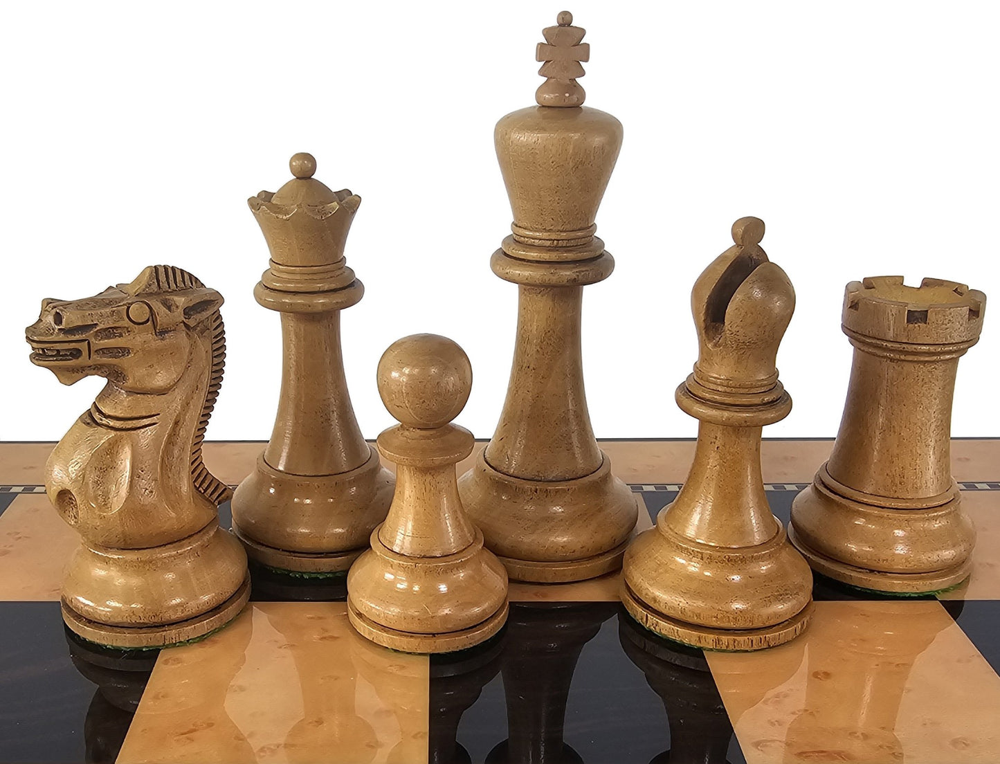 Large Black /Distressed Ceska 2Tone Staunton Wood Chess Set Walnut Color Storage