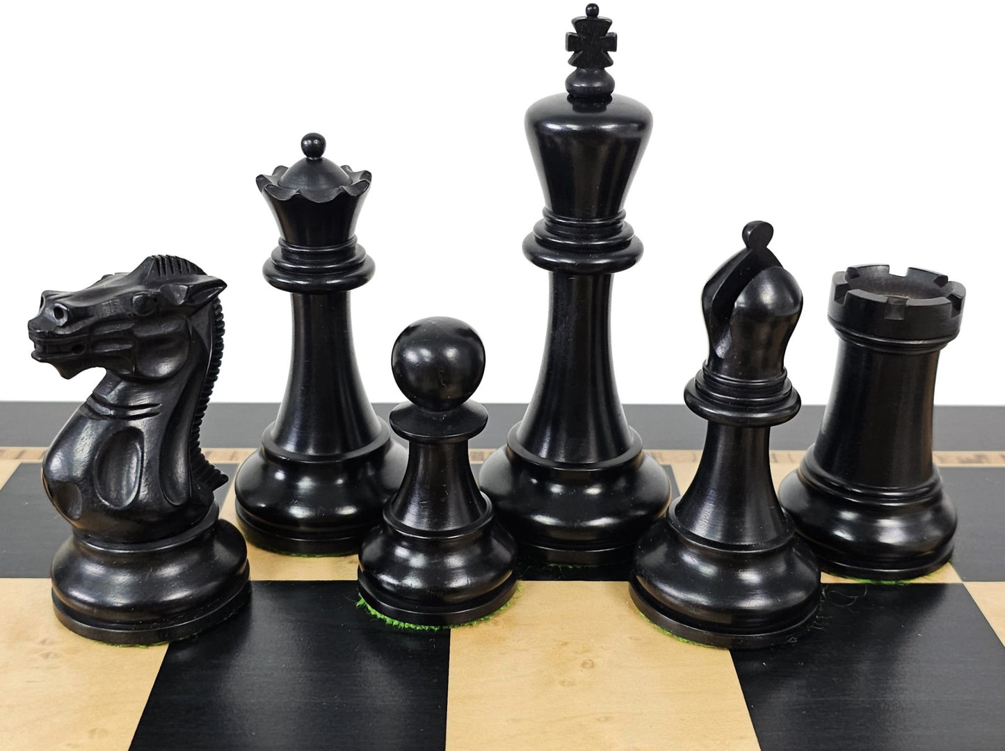 Large Black Antiqued 4 5/8 kg Anderssen Staunton Wood Chess Set 20.5 Ebony Board