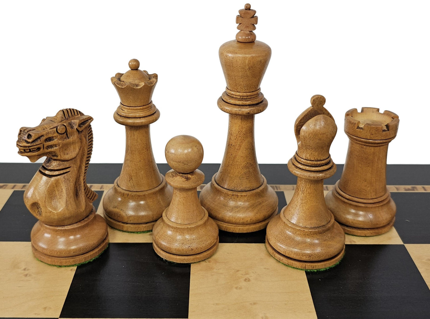 Large Black Antiqued 4 5/8 kg Anderssen Staunton Wood Chess Set 20.5 Ebony Board