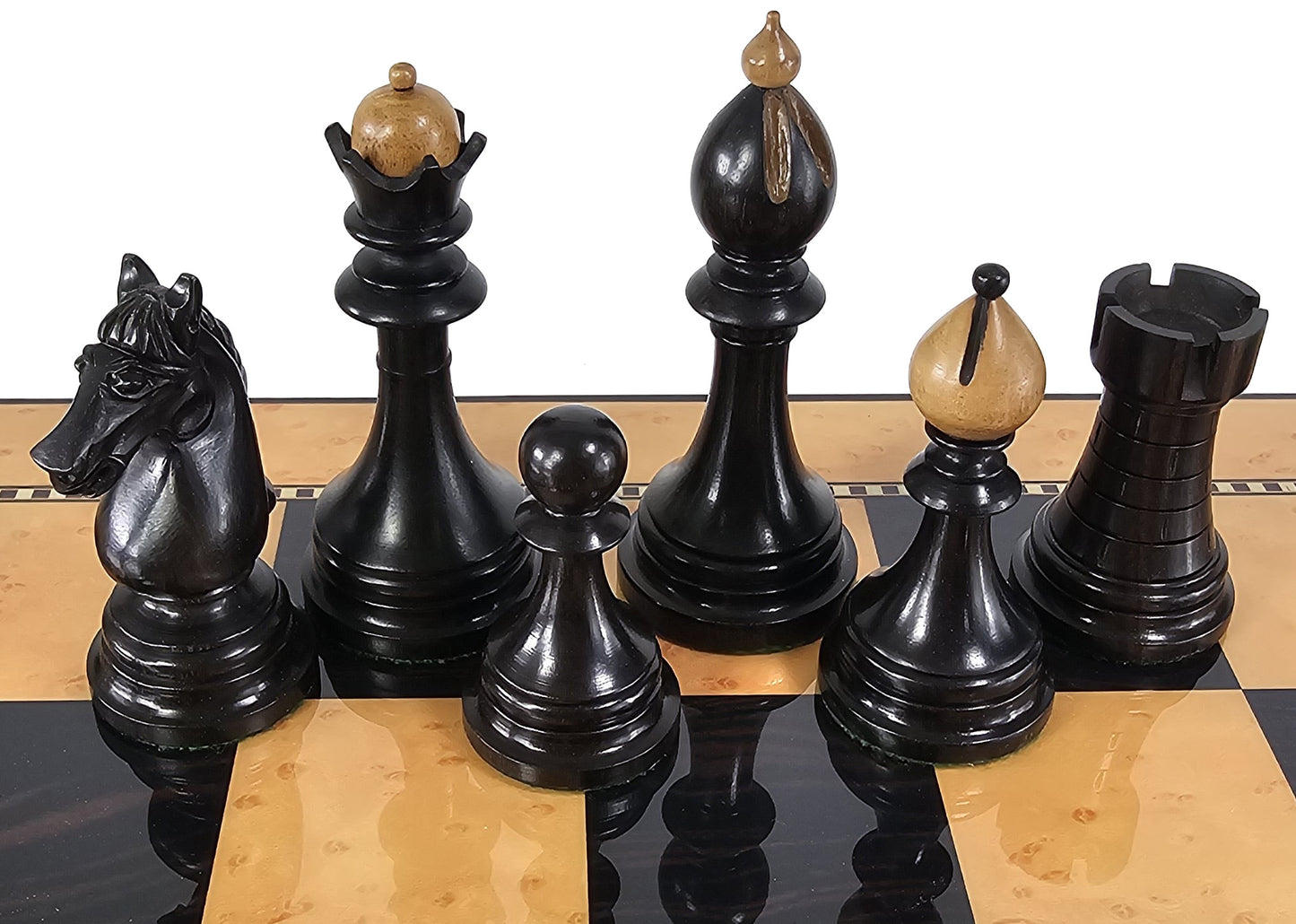 Ebony Black /Distress Ceska Staunton Wood Chess Set Large 18" Walnut Color Board