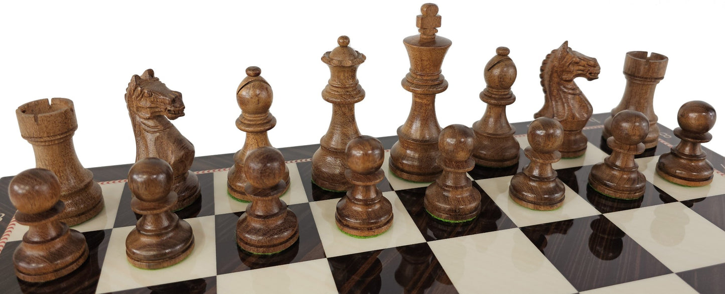 ACACIA Supreme 3 3/4 Kg Staunton Wood Chess Set 17" Alpha Numeric Elegance Board