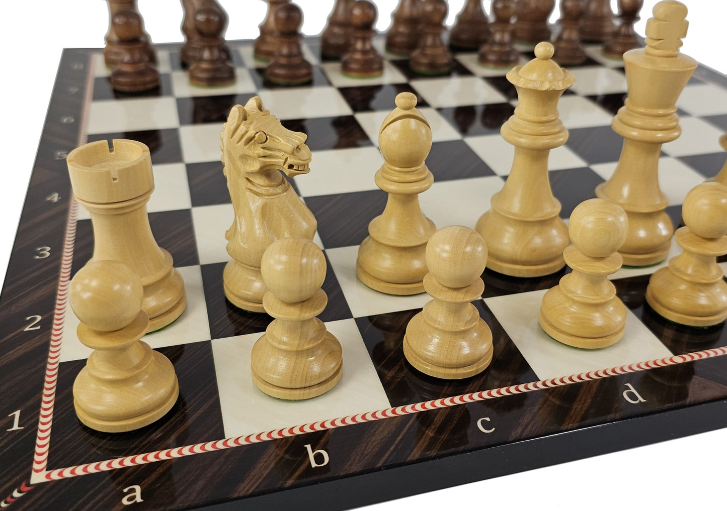 ACACIA Supreme 3 3/4 Kg Staunton Wood Chess Set 17" Alpha Numeric Elegance Board