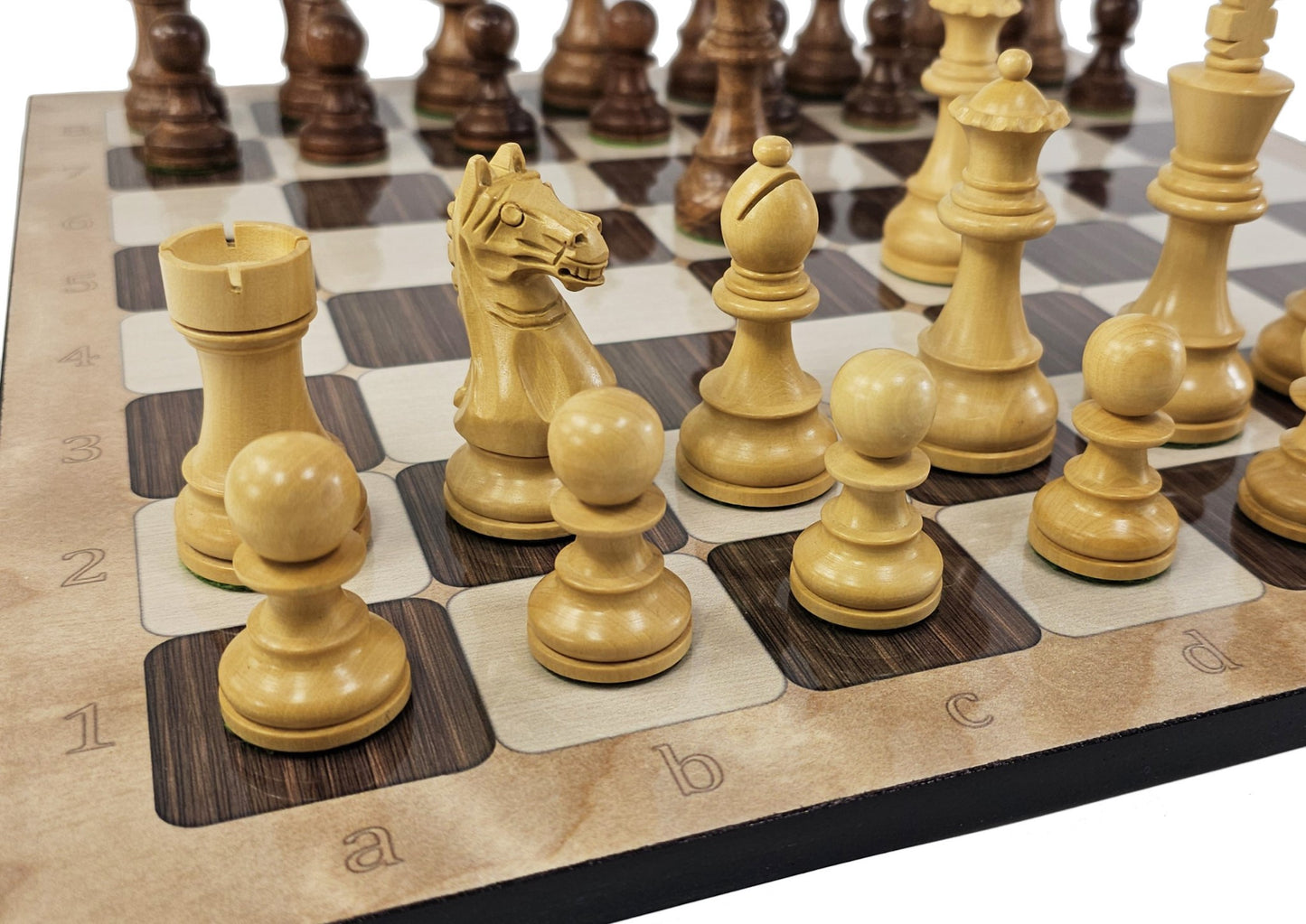 ACACIA & Boxwood Supreme 3 3/4 Kg Staunton Wood Chess Set 17" Rustic Board
