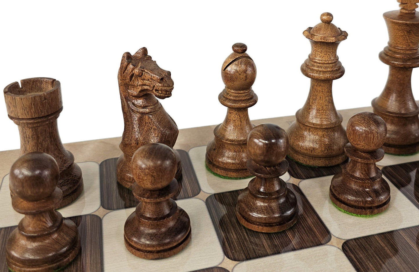 ACACIA & Boxwood Supreme 3 3/4 Kg Staunton Wood Chess Set 17" Rustic Board