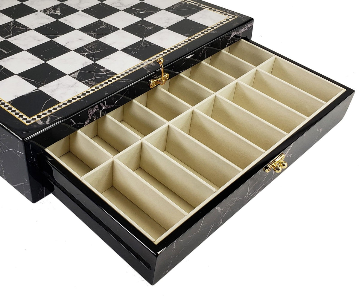 17 1/4" Drawer Storage Chess Board Black & White Faux Marble 1 7/8 inch Squares