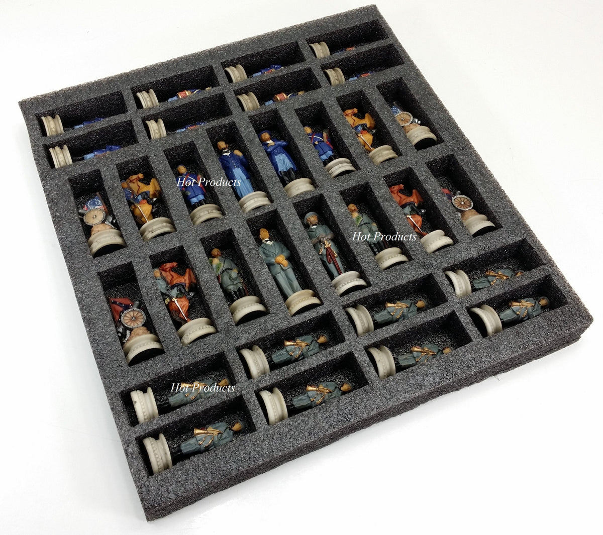 US Civil War Generals Chess Set with 17" Walnut and Maple Board