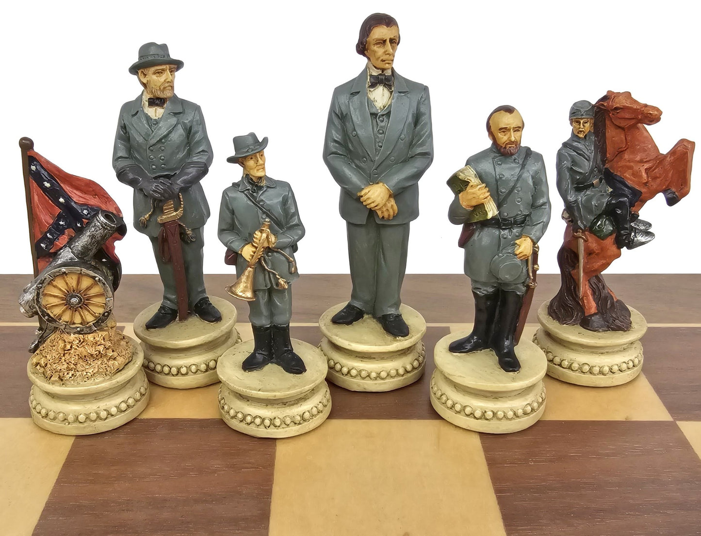US Civil War Generals Chess Set with 17" Walnut and Maple Board