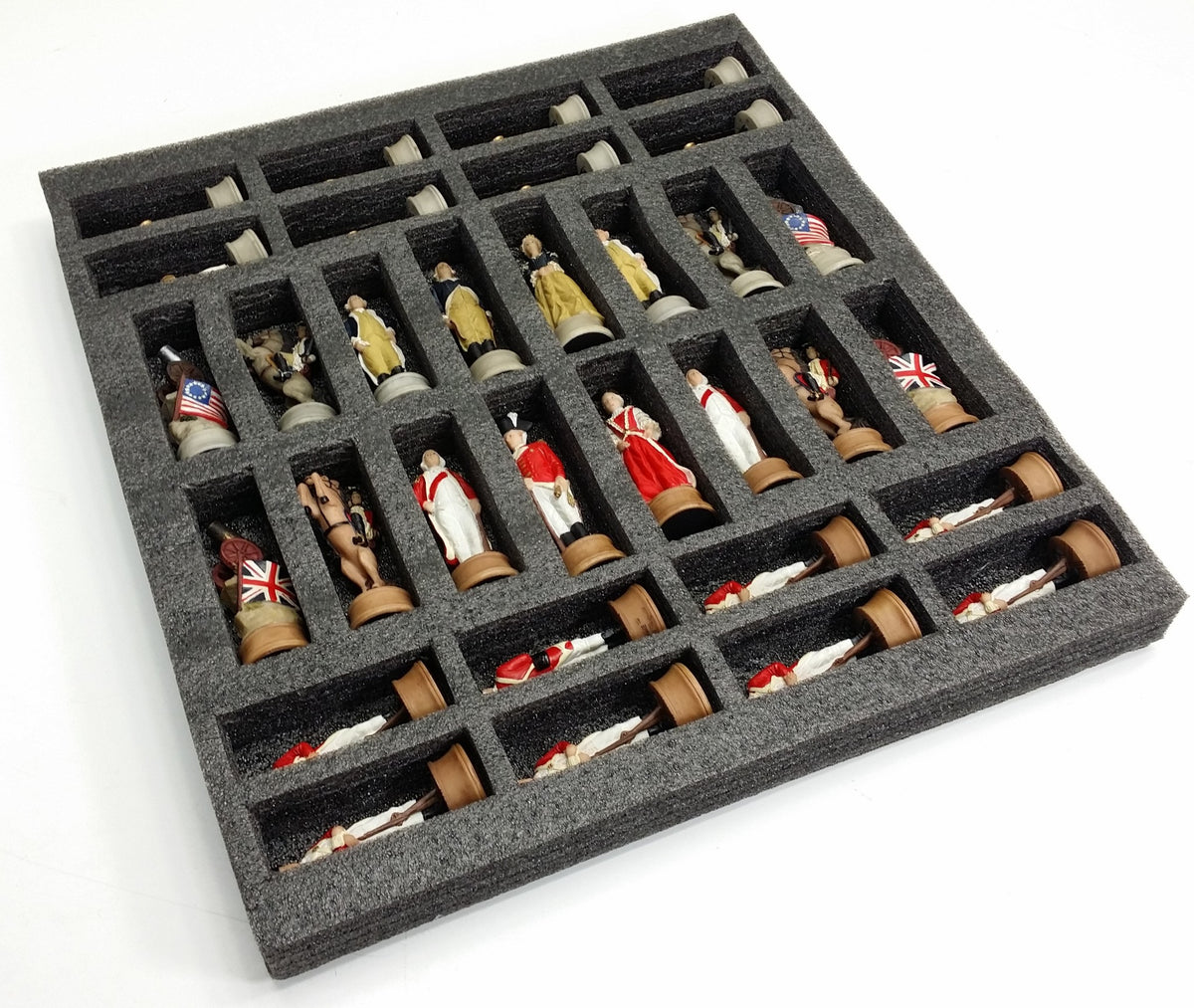 American Revolution War Chess Set with 17" Walnut and Maple Board