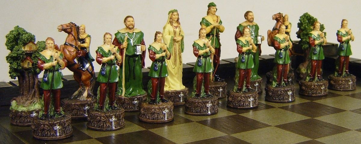 Medieval Times ROBIN HOOD vs Sherriff of Nottingham Chess Set W/ Castle Board