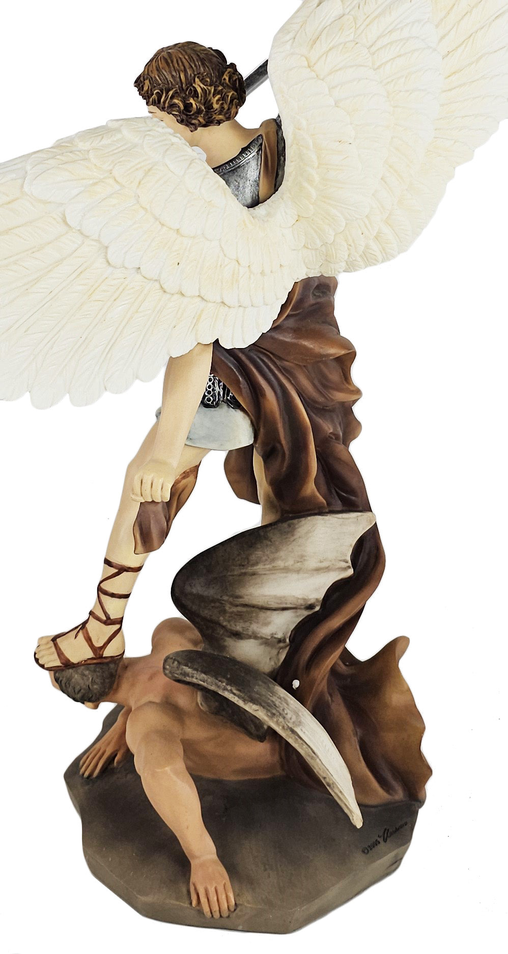 14" Saint Michael Archangel Standing on Demon Statue Hand Painted Color