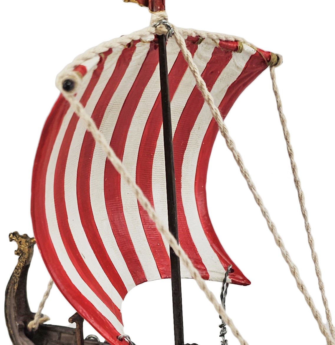 6 3/4" Drekkar Dragon Headed Viking Longship Red Sail Nautical Ship Statue