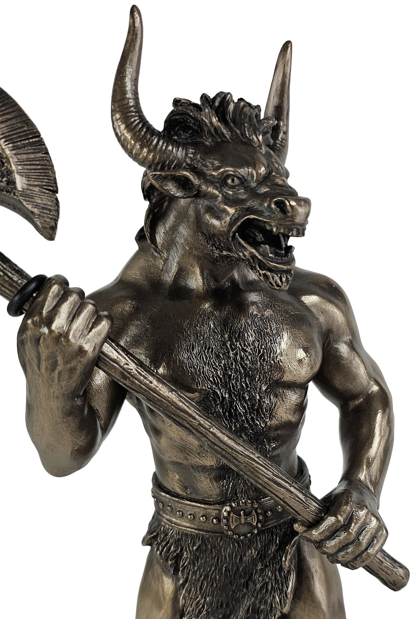 10 3/4" Minotaur Holding Labrys axe Greek Mythology Statue Antique Bronze Color