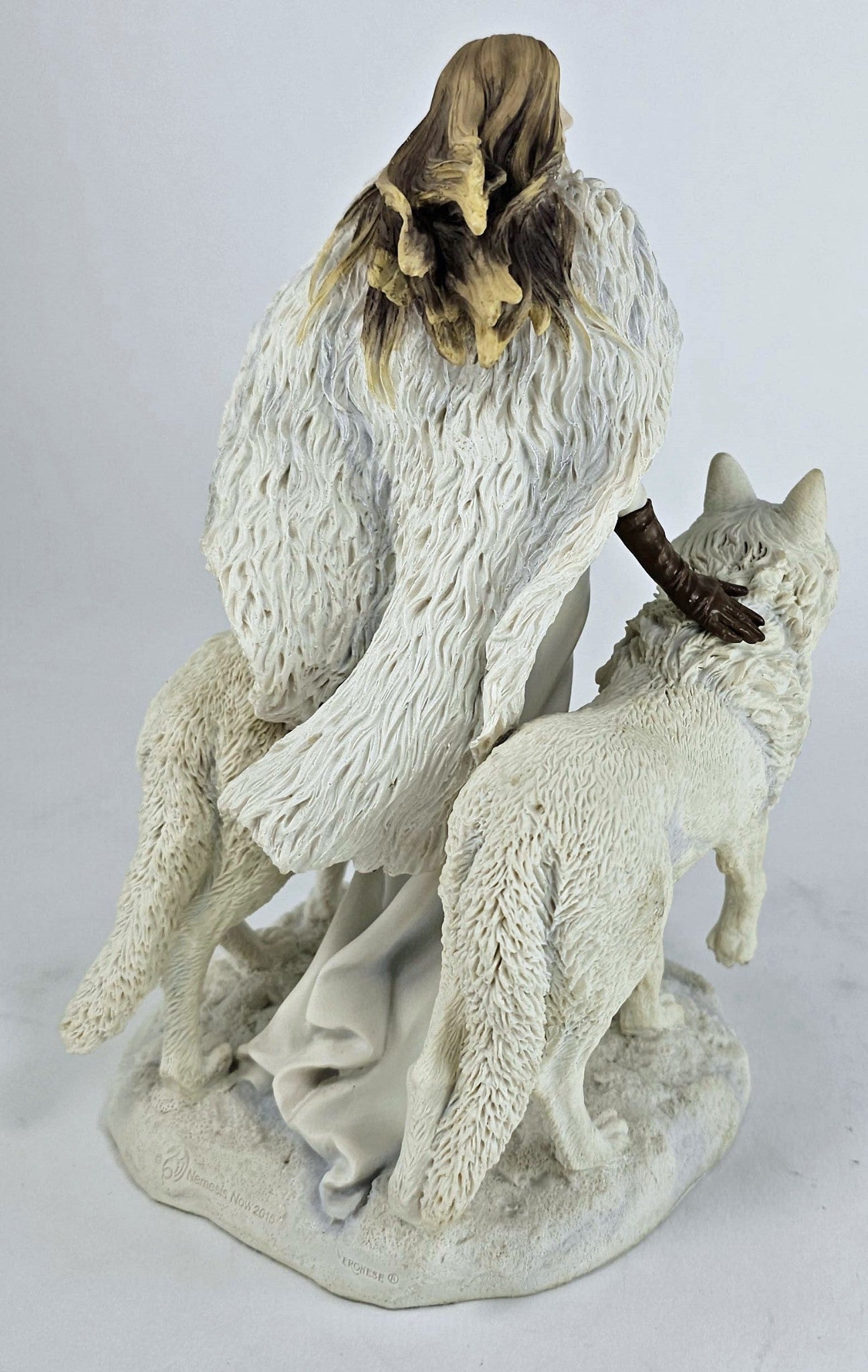 9" Anne Stokes Winter Guardians Snow Wolves and Mistress Statue Hand Painted