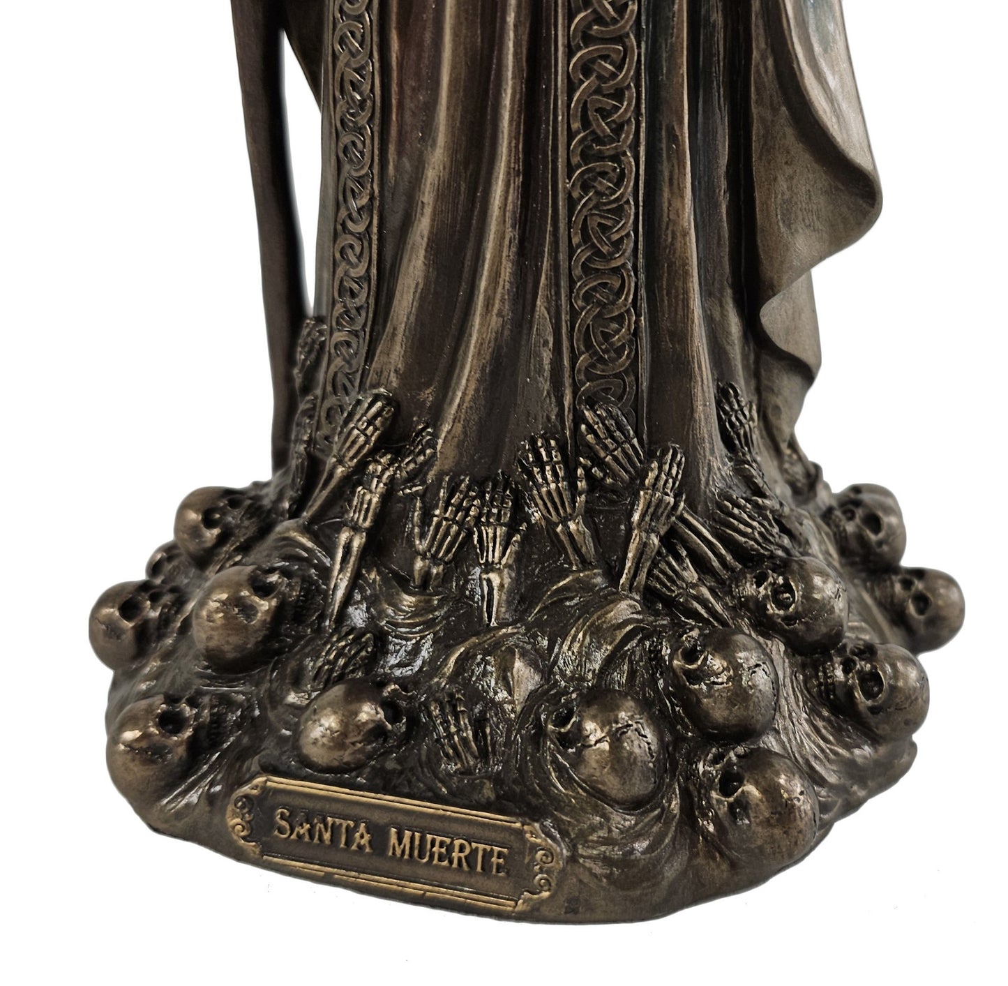 11 1/2" Santa Santísima Muerte Holding Scythe Statue Bronze Color Statue