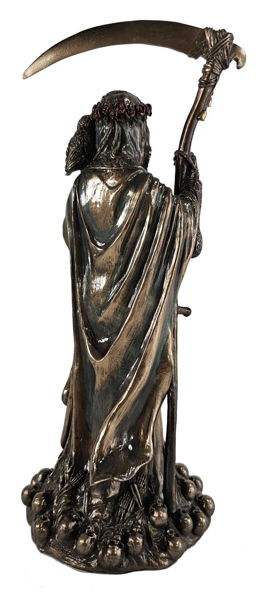 11 1/2" Santa Santísima Muerte Holding Scythe Statue Bronze Color Statue
