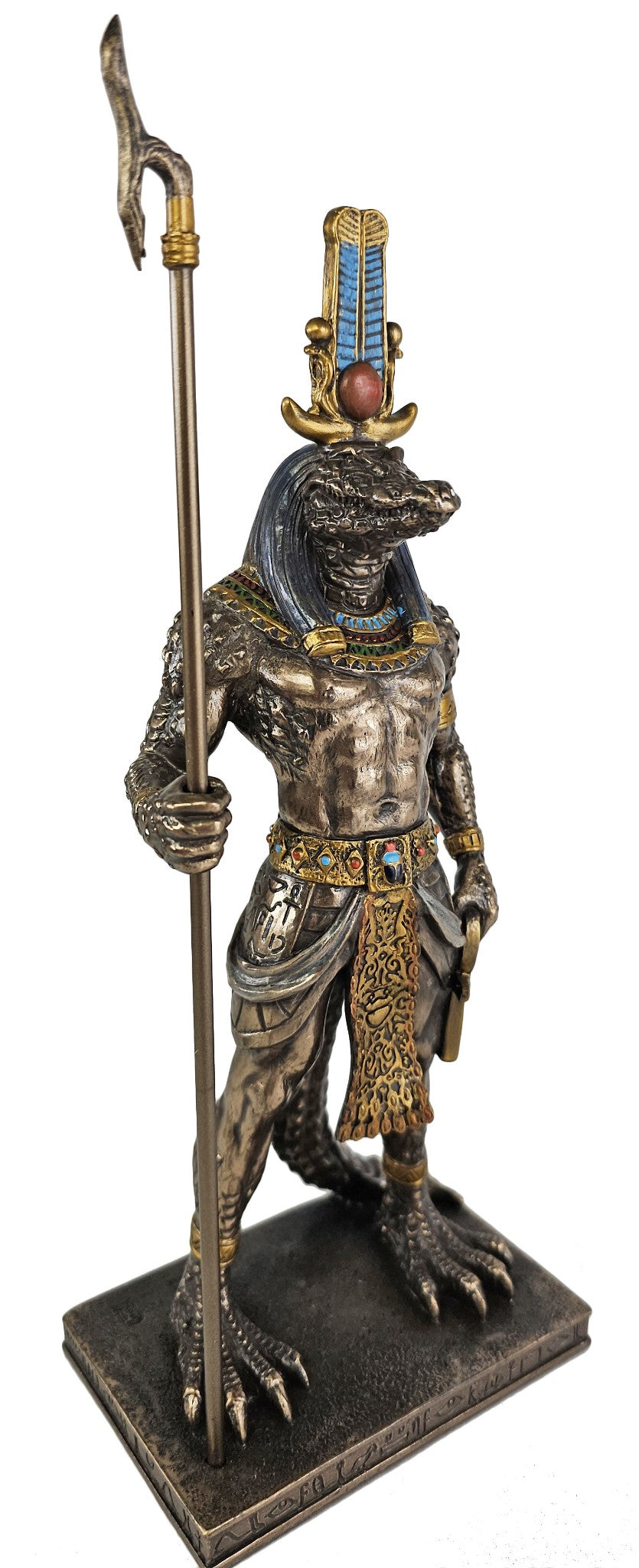 11 1/4" Sobek Egyptian Crocodile God of the Nile Statue Antique Bronze Color