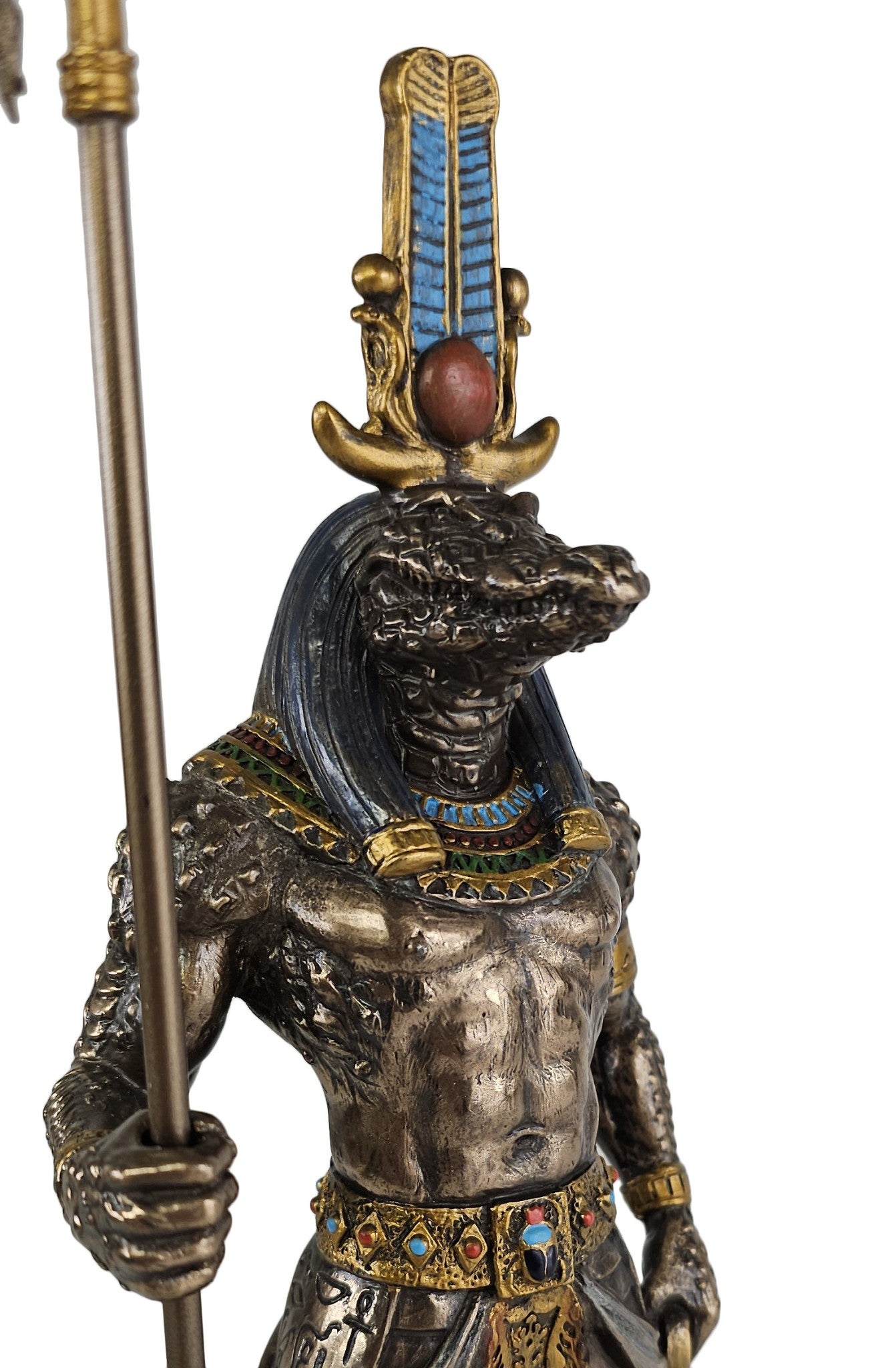 11 1/4" Sobek Egyptian Crocodile God of the Nile Statue Antique Bronze Color