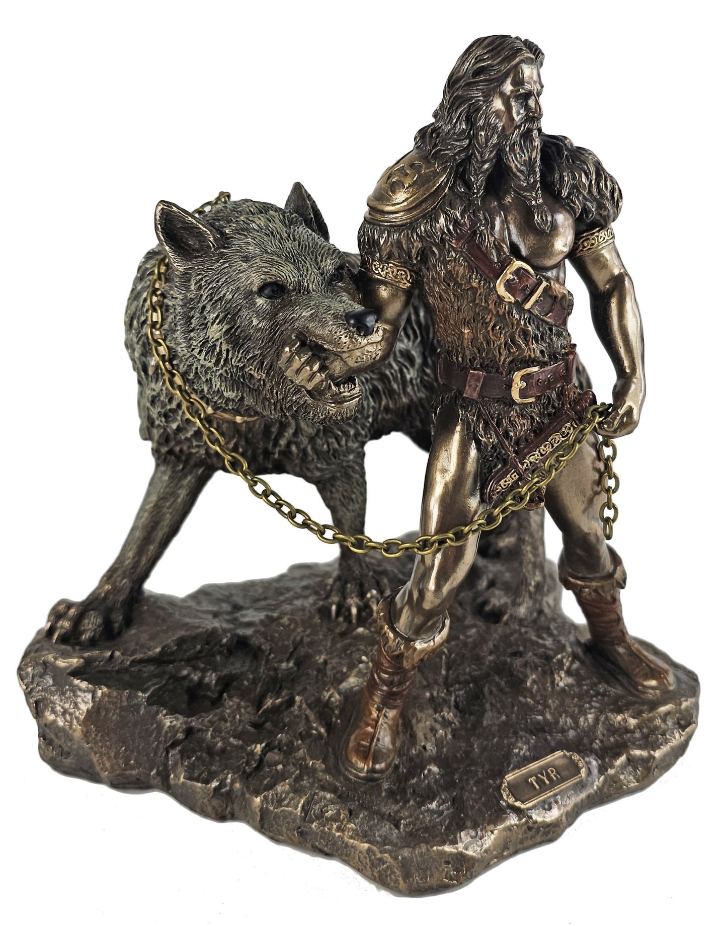 10 1/2" Tyr Binding With Fenrir Viking Norse Mythology God Bronze Finish Statue