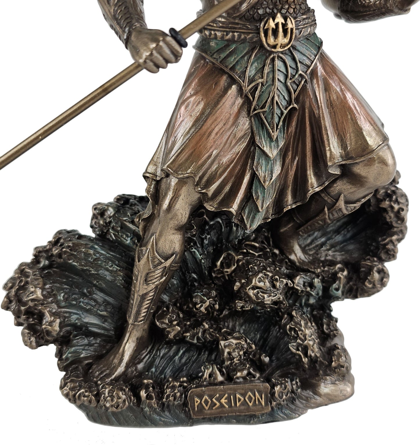 7 3/4" Poseidon Holding Trident GREEK MYTHOLOGY God of Sea Statue Bronze Color