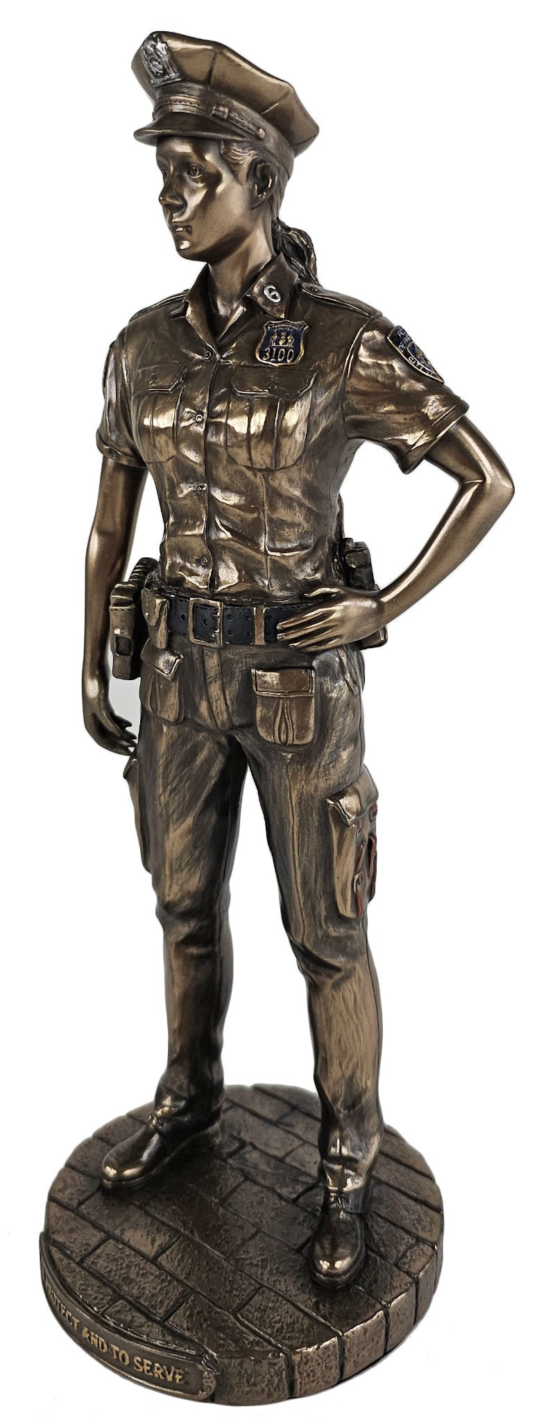 11" Female Protect and Serve Police officer New York Statue Bronze Finish