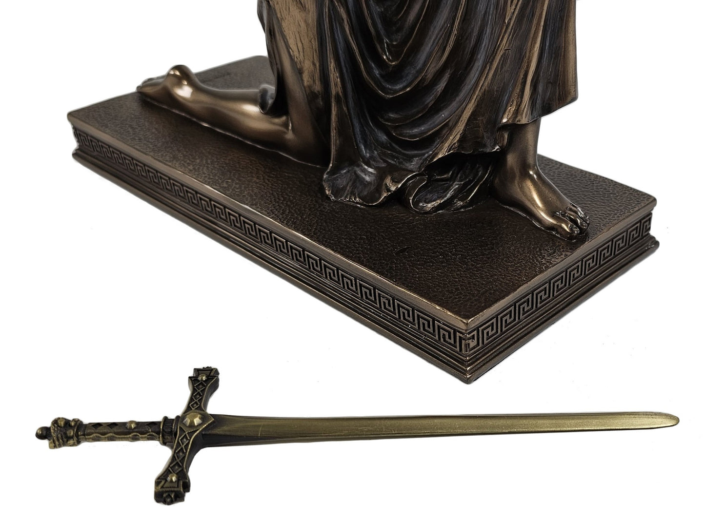 9.5" Blind Lady Justice Kneeling W Letter Opener Lawyer Bronze Color Desk Statue