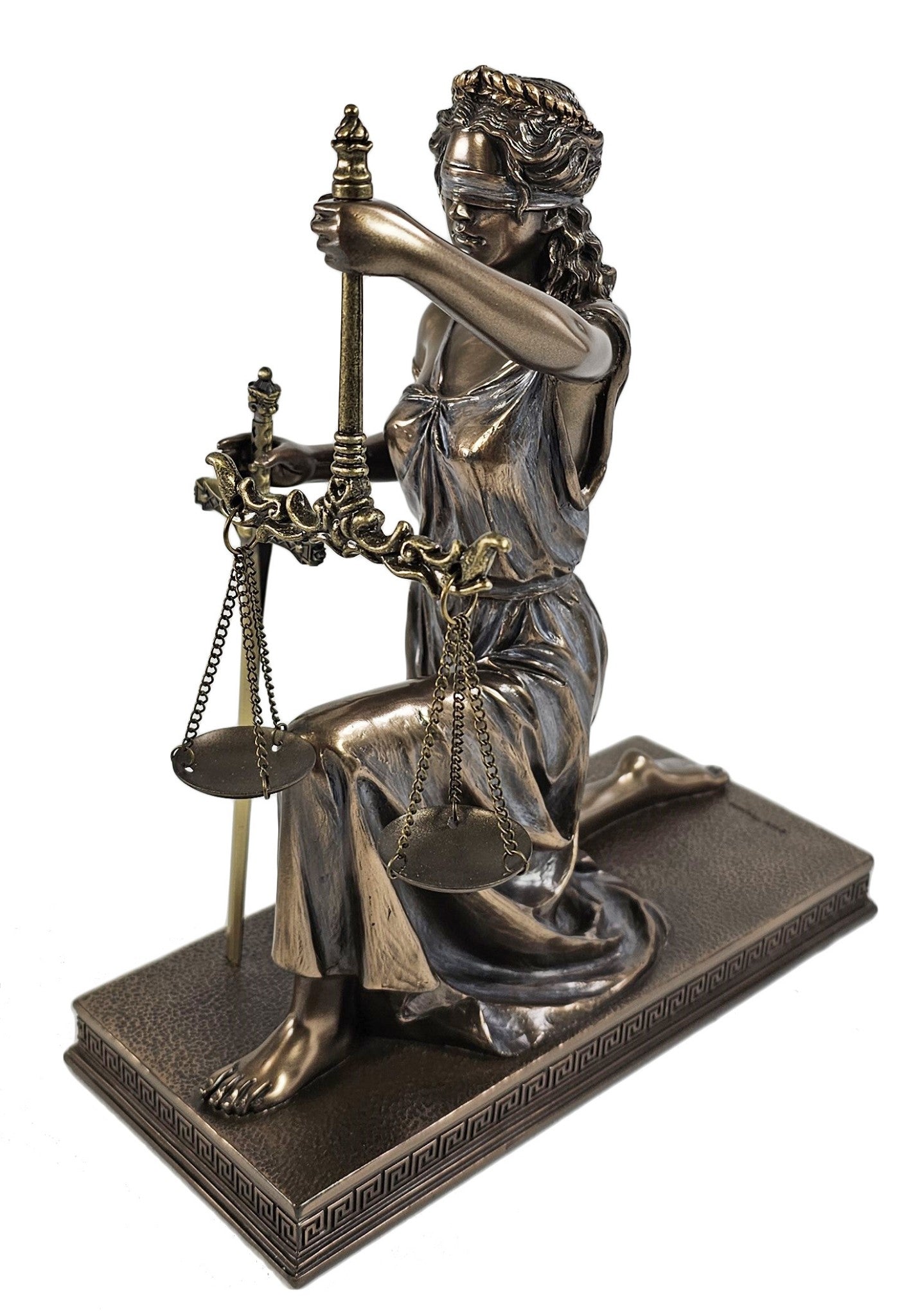9.5" Blind Lady Justice Kneeling W Letter Opener Lawyer Bronze Color Desk Statue