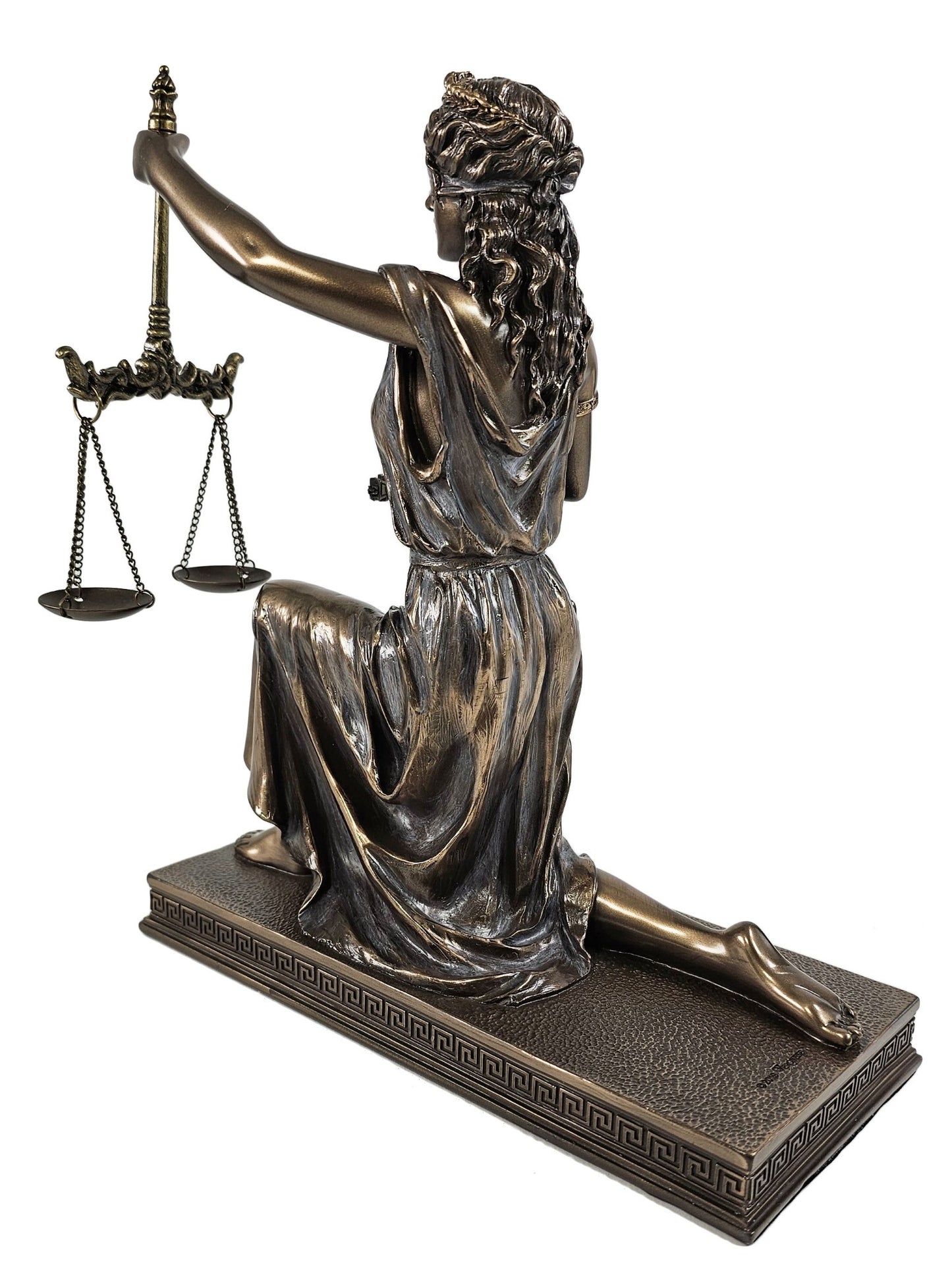 9.5" Blind Lady Justice Kneeling W Letter Opener Lawyer Bronze Color Desk Statue
