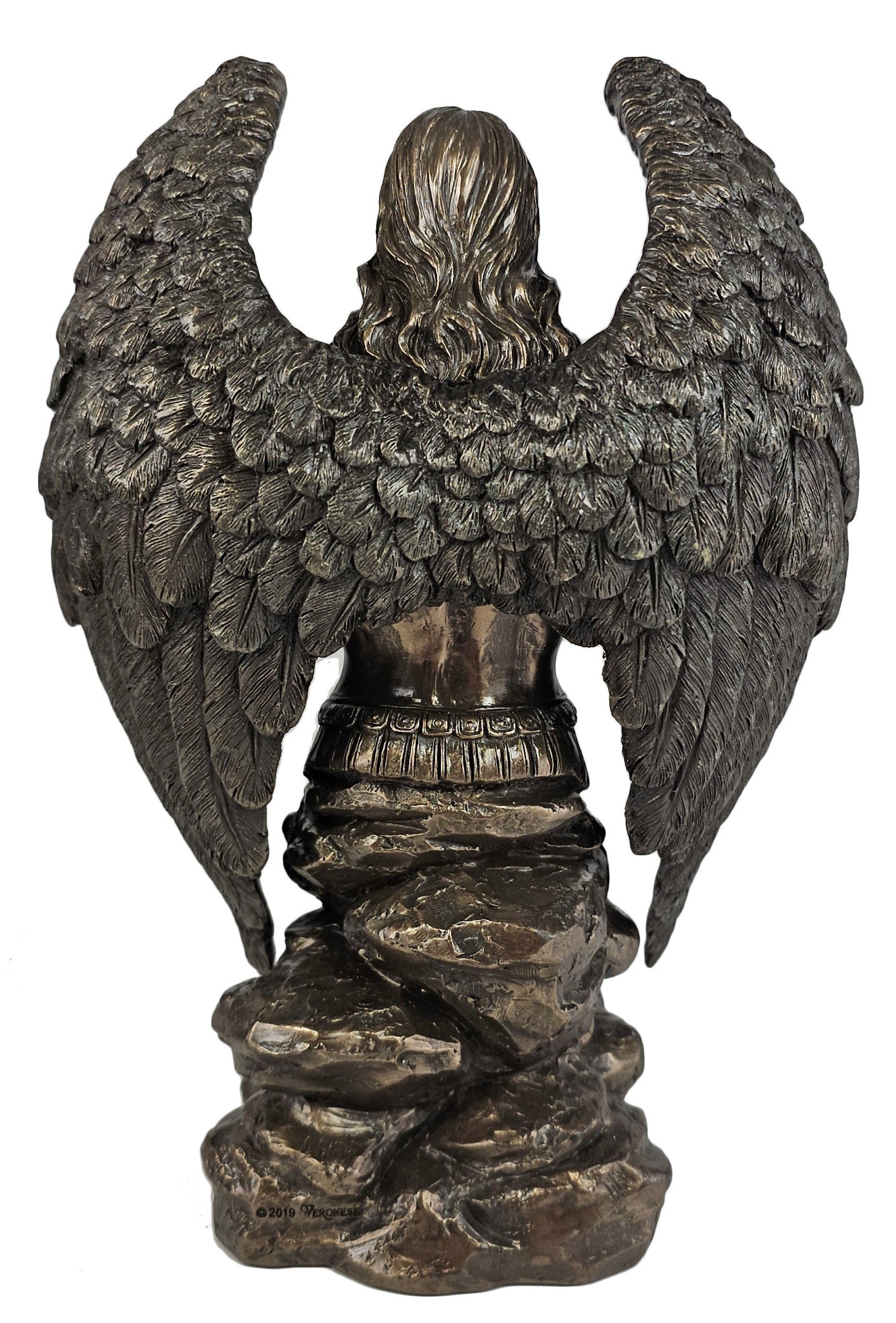 9" Saint Michael Archangel Prayer Monument Statue Antique Bronze Color Angel
