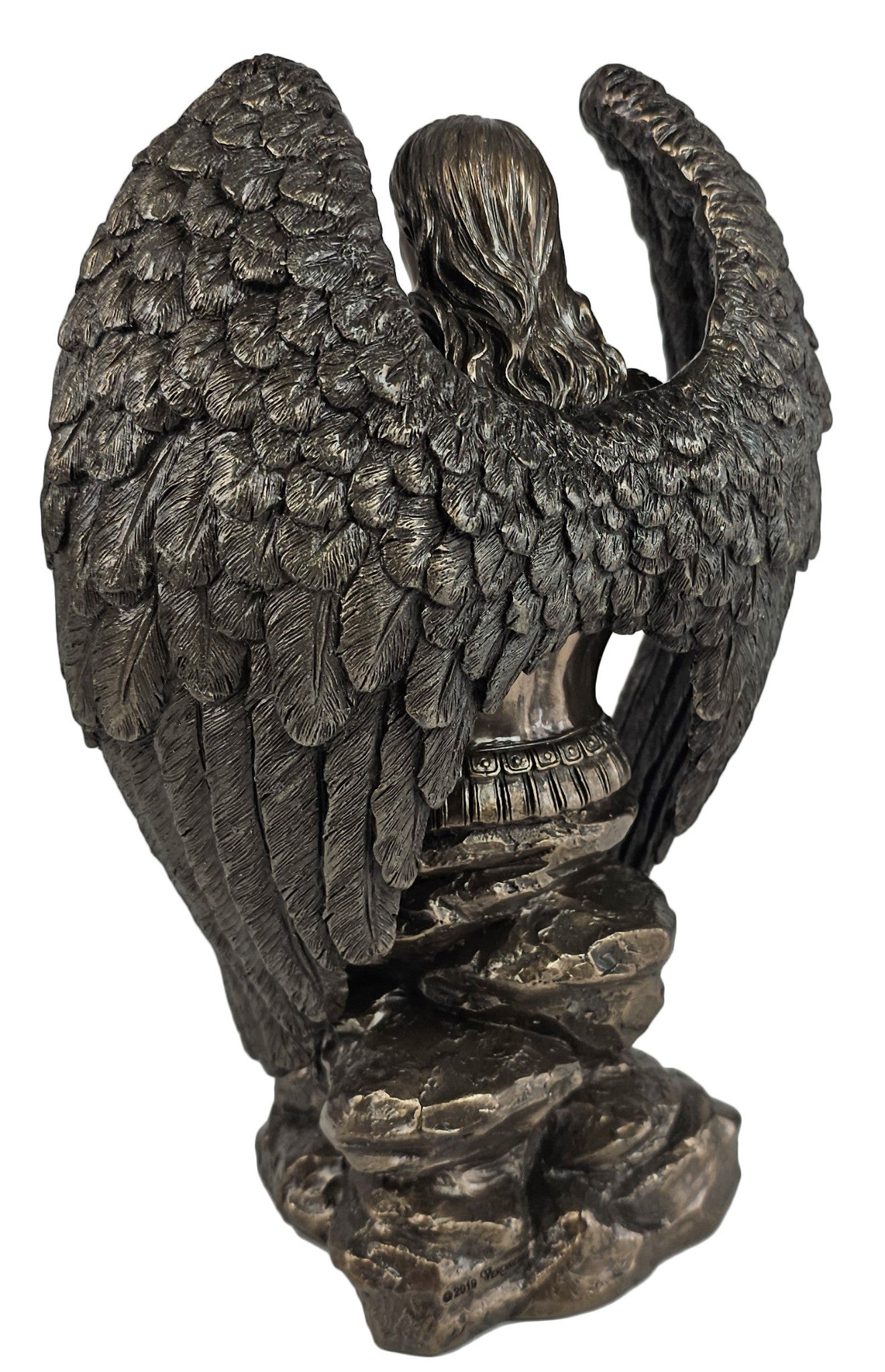 9" Saint Michael Archangel Prayer Monument Statue Antique Bronze Finish Angel