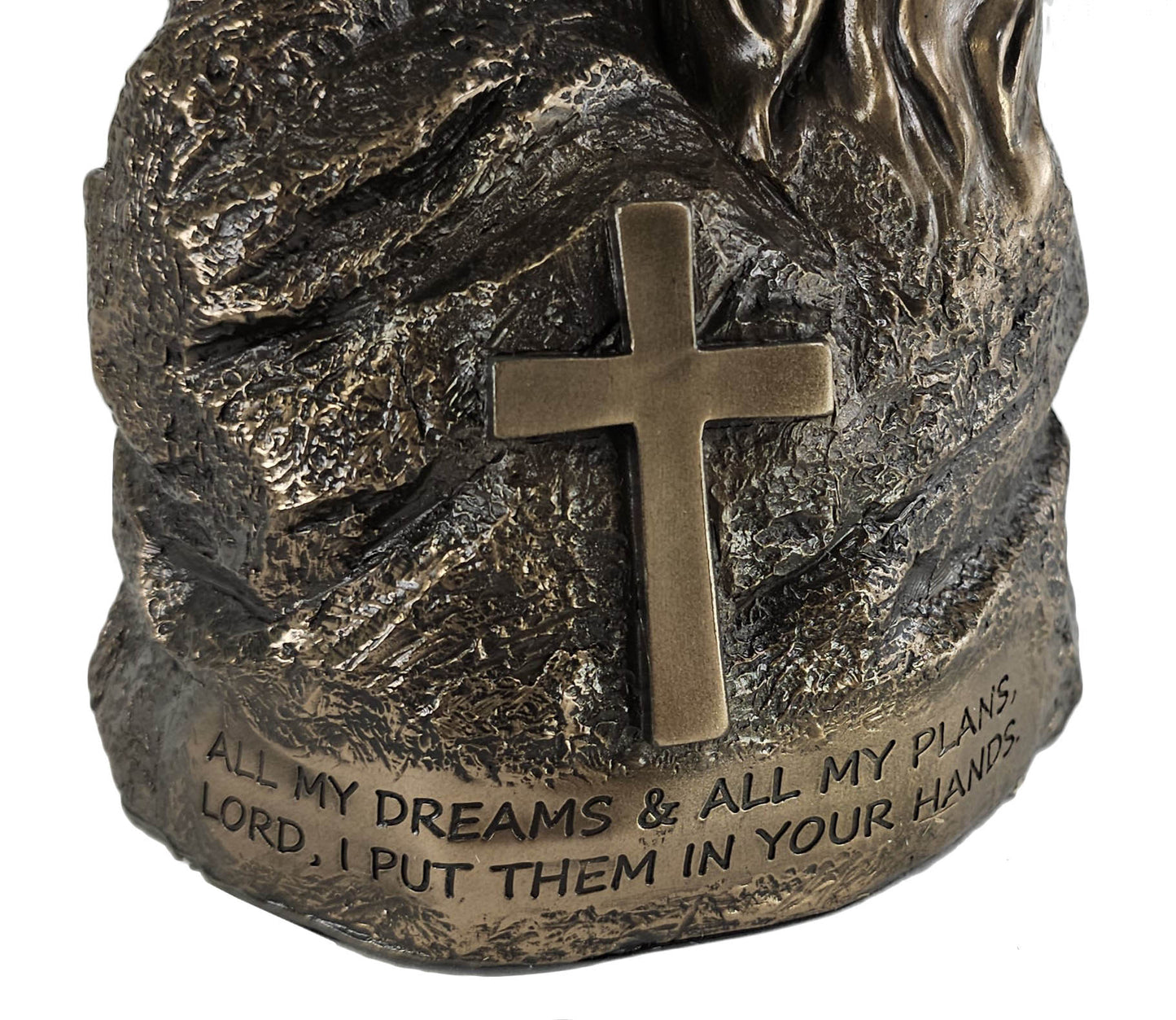 8 1/4" Baby in Lords Hands Religious Jesus Statue Antique Bronze Color