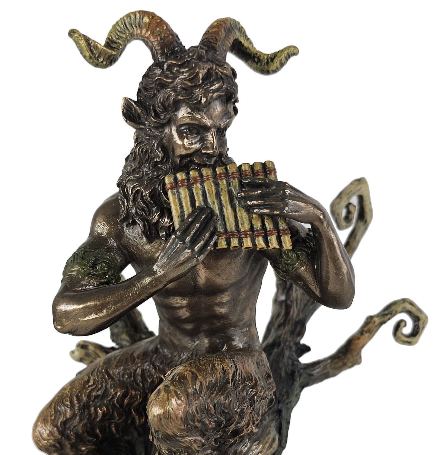 9 1/2" Pan Playing Flute God of the Wild Greek Mythology Statue Bronze Color