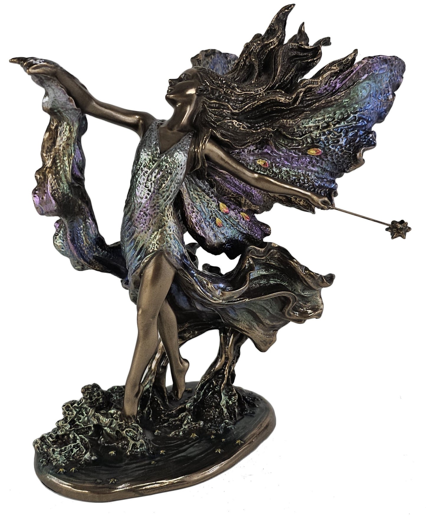 9 5/8" Where Moonbeams Fall Bronze Color Fairy Statue Josephine Wall